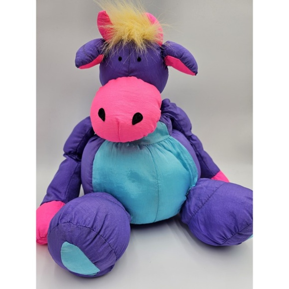 VTG Stuffins 1990 Lumpy's‎ Gang Nylon Puffalump Purple Cow Plush Stuffed Animal